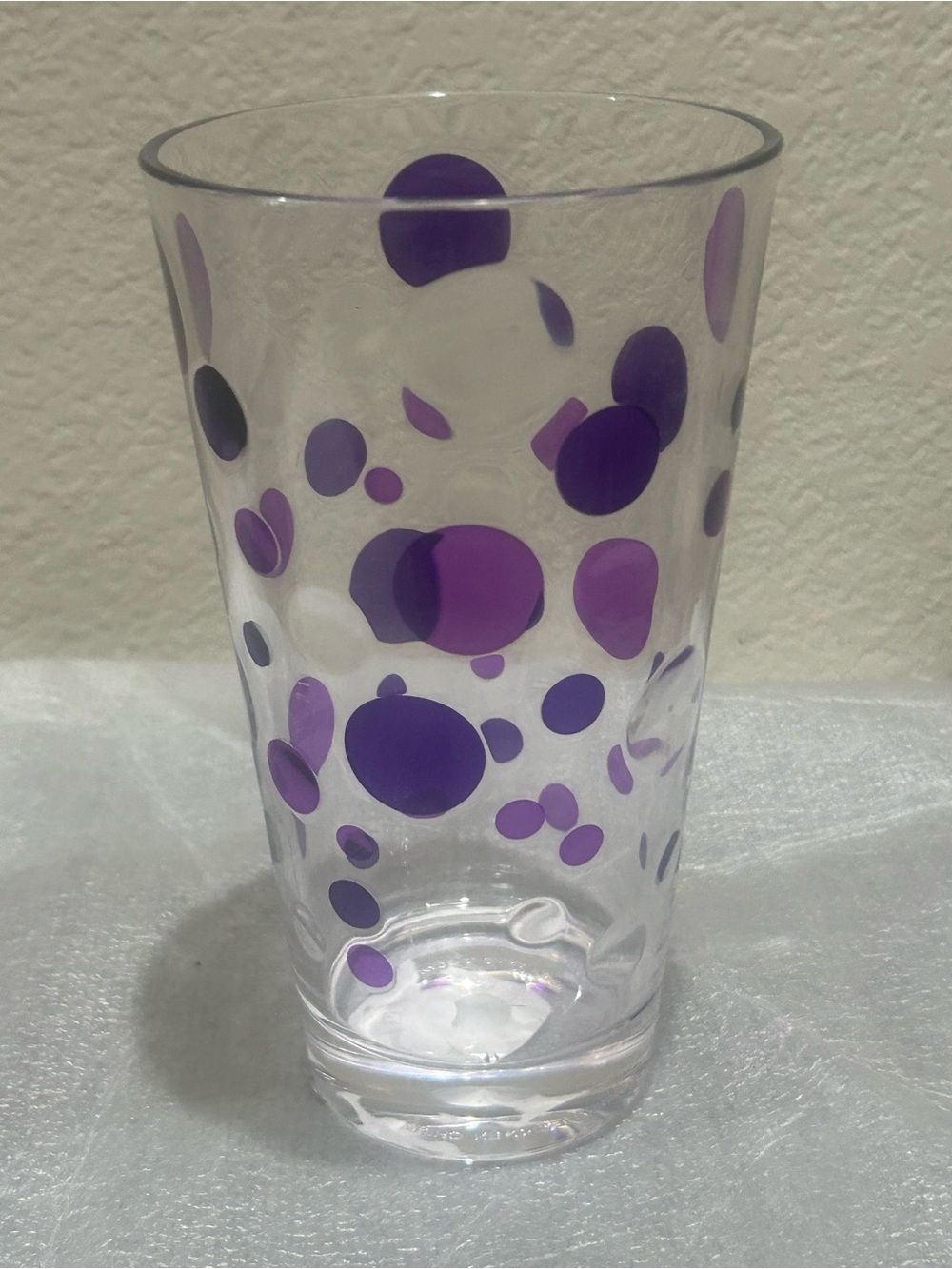 Purple Dot Acrylic Drinking Glass - Clear Tumbler with Purple Dots